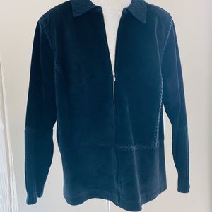 ALFANI BLACK LEATHER/SUEDE/KNIT JACKET SWEATER 2X